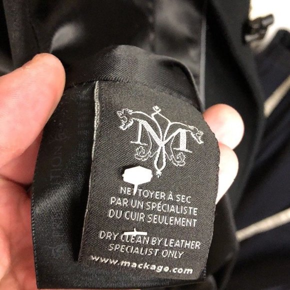 MACKAGE BLACK WOOL CASHMERE COAT WITH LEATHER TRIM - XXS - PRE-OWNED - Picture 5 of 7